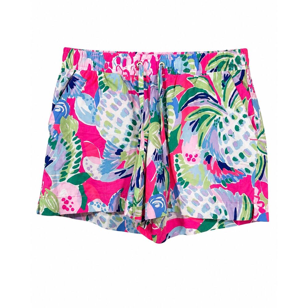 Lilly Pulitzer Luxletic Run Around Shorts XS Pink Tropical Floral Coastal Preppy